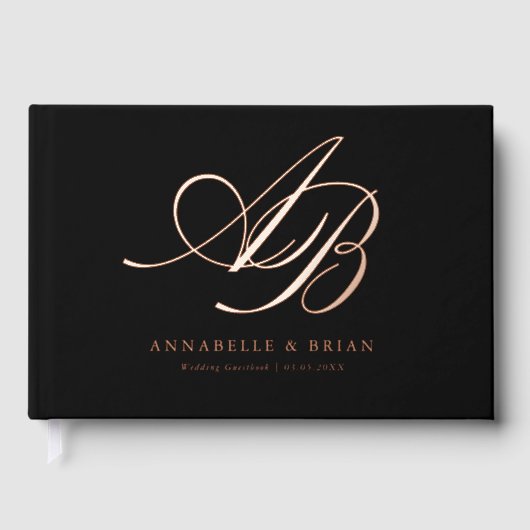 Elegant, Monogram, Huwelijk Gastenboek (Voorkant)