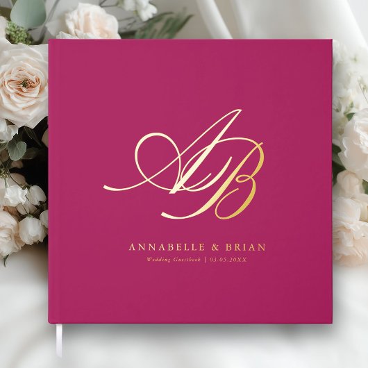Elegant, Monogram, Huwelijk Gastenboek
