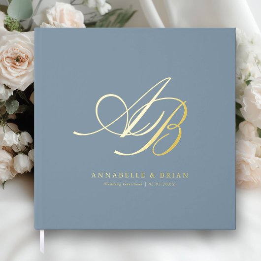 Elegant, Monogram, Huwelijk Gastenboek