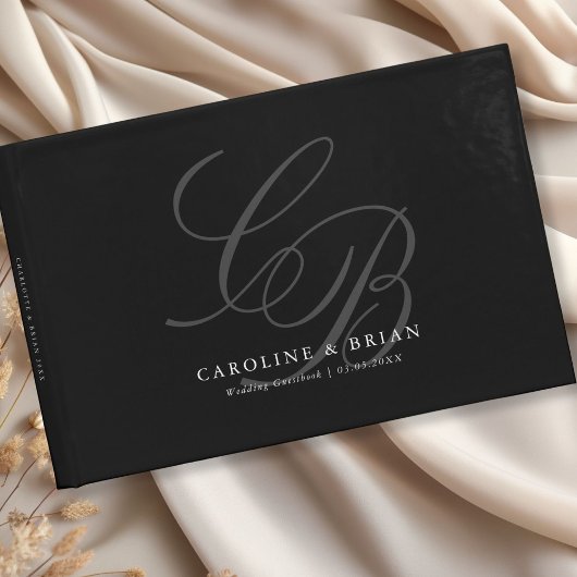 Elegant, Monogram, Huwelijk Gastenboek