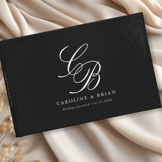 Elegant, Monogram, Huwelijk Gastenboek