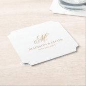 Elegant Monogram Huwelijk  Kartonnen Onderzetters (Gekanteld)