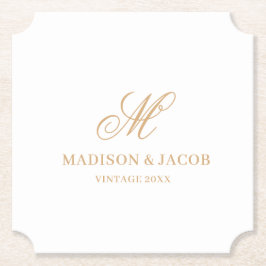 Elegant Monogram Huwelijk  Kartonnen Onderzetters