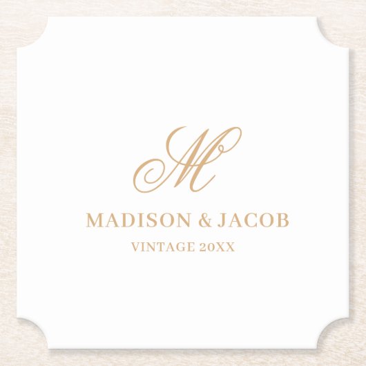 Elegant Monogram Huwelijk  Kartonnen Onderzetters (Voorkant)