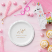 Elegant Monogram Huwelijk Papieren Bordje (Feest)