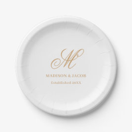 Elegant Monogram Huwelijk  Papieren Bordje