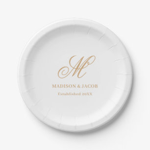 Elegant Monogram Huwelijk Papieren Bordje