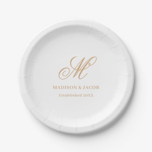 Elegant Monogram Huwelijk Papieren Bordje (Voorkant)