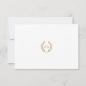 Elegant Monogram Huwelijk RSVP Kaart Goud Wit (Achterkant)