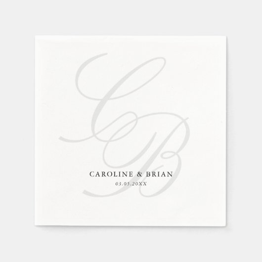Elegant, Monogram, Huwelijk Servet (Voorkant)
