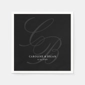 Elegant, Monogram, Huwelijk Servet (Voorkant)