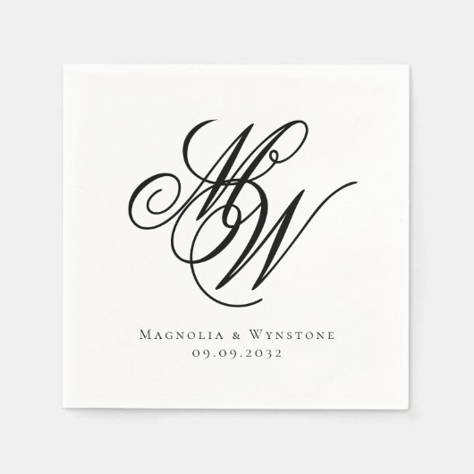 Elegant Monogram Huwelijk  Servet (Voorkant)
