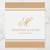 Elegant Monogram Huwelijk  Wijn Etiket (Enkel label)
