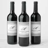 Elegant Monogram Huwelijk  Wijn Etiket (Flessen)