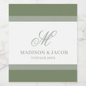 Elegant Monogram Huwelijk  Wijn Etiket (Enkel label)