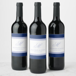 Elegant Monogram Huwelijk  Wijn Etiket