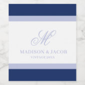 Elegant Monogram Huwelijk  Wijn Etiket (Enkel label)