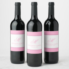 Elegant Monogram Huwelijk  Wijn Etiket