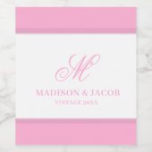 Elegant Monogram Huwelijk  Wijn Etiket (Enkel label)