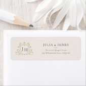 Elegant Monogram Huwelijks Retouradres Label (Insitu)