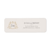 Elegant Monogram Huwelijks Retouradres Label (Voorkant)