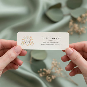 Elegant Monogram Huwelijks Retouradres Label