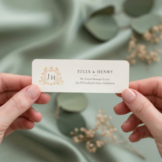 Elegant Monogram Huwelijks Retouradres Label