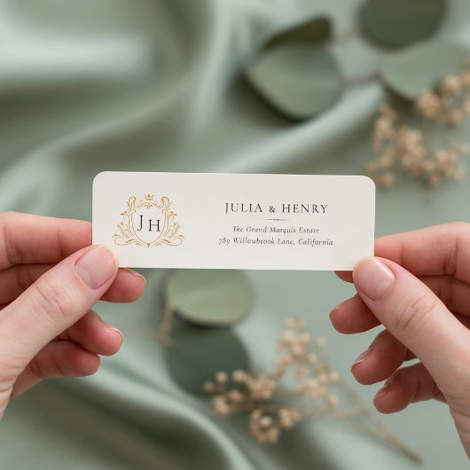 Elegant Monogram Huwelijks Retouradres Label