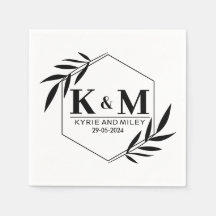 elegant monogram huwelijks zwart en wit