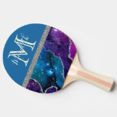 Elegant Monogram I Paars Blauwgroen Agate Silver P Tafeltennisbatje (Zijkant)