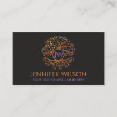 Elegant Monogram in de Levensboom Visitekaartje (Voorkant)