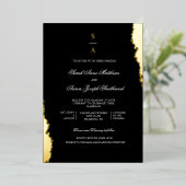 Elegant monogram in één weddenschap folie uitnodiging (Staand Voorkant)