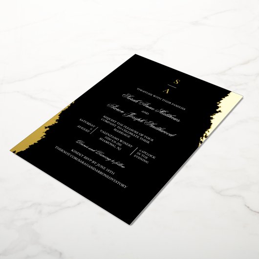 Elegant monogram in één weddenschap folie uitnodiging (Gedraaid)