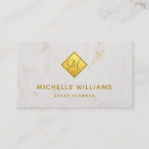 Elegant Monogram in Faux Gold Folie Wit Marmer