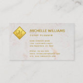 Elegant Monogram in Faux Gold Folie Wit Marmer Visitekaartje (Achterkant)