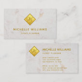 Elegant Monogram in Faux Gold Folie Wit Marmer Visitekaartje (Voorkant / Achterkant)