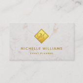 Elegant Monogram in Faux Gold Folie Wit Marmer Visitekaartje (Voorkant)