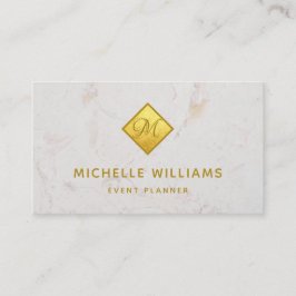 Elegant monogram in namaak goud folie wit marmer visitekaartje