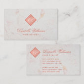 Elegant Monogram in Roos Goud Roze Wit Marmer Visitekaartje (Voorkant / Achterkant)