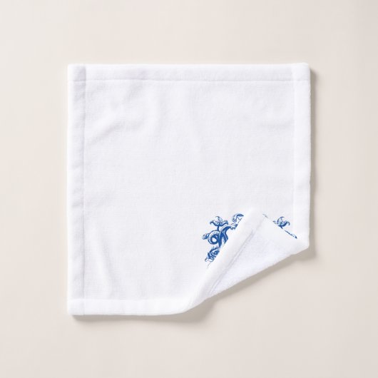 Elegant monogram in Sjabloon met dolfijn in Cartou Bad Handdoek (Wasdoekje)