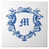 Elegant monogram in Sjabloon met dolfijn in Cartou Tegeltje (Voorkant)