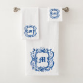 Elegant monogram in Zee Shell Cartouche Sjabloon Bad Handdoek (Insitu)