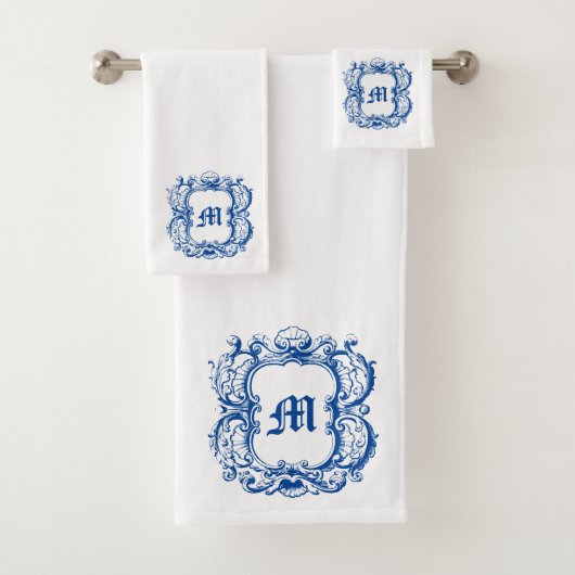 Elegant monogram in Zee Shell Cartouche Sjabloon Bad Handdoek (Insitu)