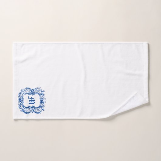 Elegant monogram in Zee Shell Cartouche Sjabloon Bad Handdoek (Handdoek)