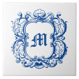 Elegant monogram in Zee Shell Cartouche Sjabloon Tegeltje