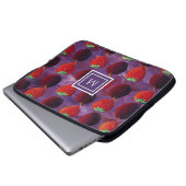 Elegant monogram Initiaal aardbeien fruit Laptop Sleeve (Voorkant onderkant)