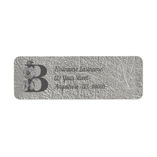Elegant Monogram Initiaal B Retouradres Etiket (Voorkant)