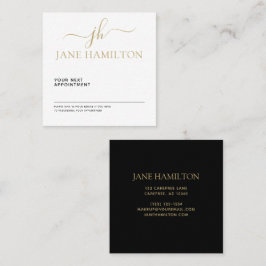 Elegant Monogram Initiaal Black en Gold Afsprakenkaartje