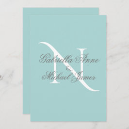 Elegant Monogram Initiaal Blue Wedding Kaart