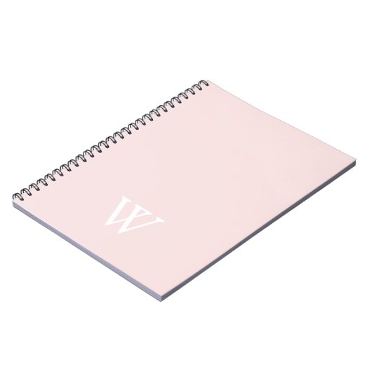 Elegant Monogram Initiaal Blush Roze Notitieboek (Linkerzijde)